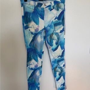 J Brand Floral Blue and White Skinny Jeans sz27